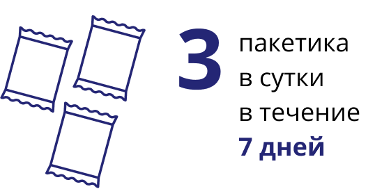 3 пакетика в сутки в течение 7 дней